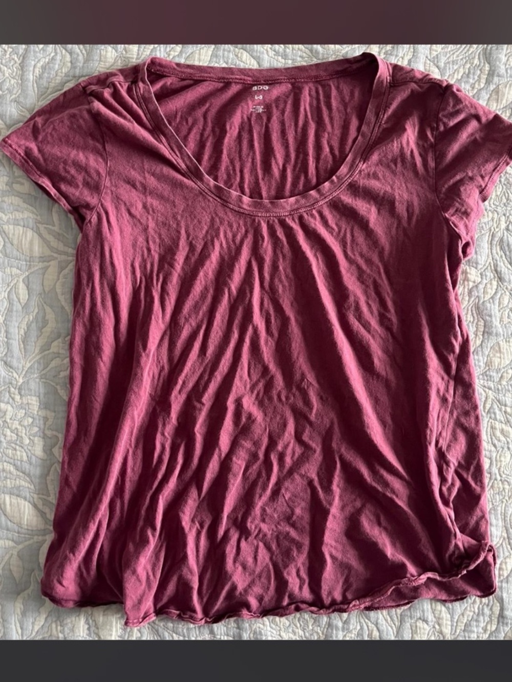 BDG Red Scoop Neck Oversized Tee Size L